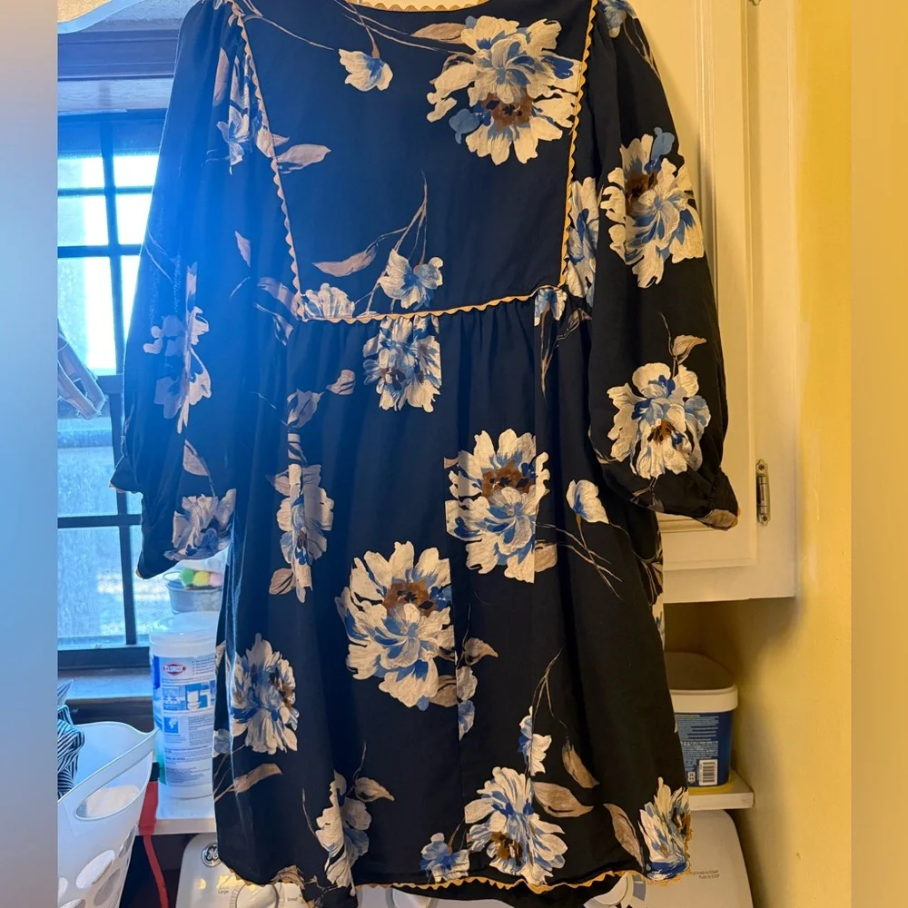 Entro navy floral dress or tunic size L - Picture 3 of 5